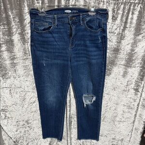 Old Navy Dark Blue Distressed Cropped Jeans